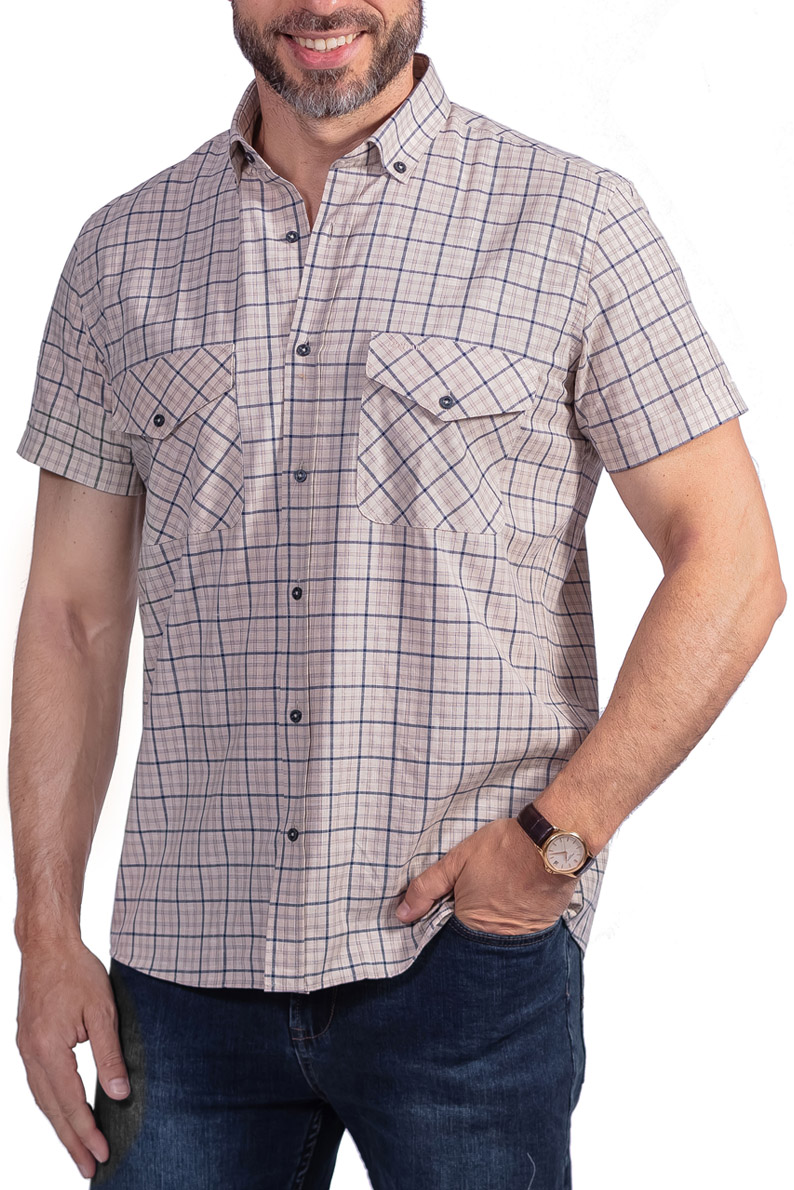 11062-1-1 Рубашка летняя Montana 11062beige/blue — изображение 1